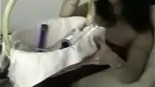 Big boobed horny brunette slut posing - porn video