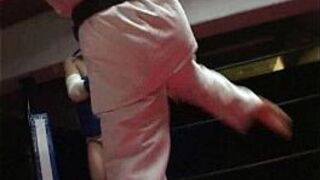 Pathetic slave is in full gear as a strong mistress beats him up - porn video