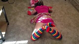 Stepsister caught playing in her room gets teased by her older stepbrother - porn video
