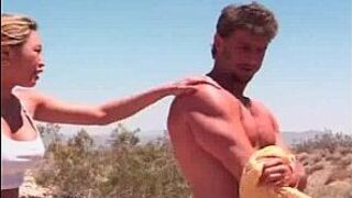 Fake boobed asian sporty whore gets holes stuffed with dick outdoors - porn video