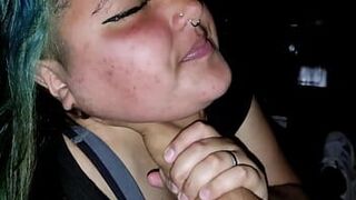 I discover my stepsister talking to a guy on Tinder and she lends me her throat in exchange for not telling her parents anything - porn video