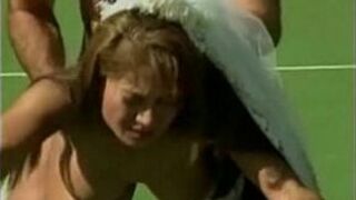 Asian bride on a tennis court - porn video